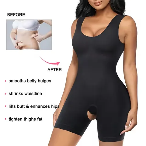 Women Seamless Shapewear Bodysuit Tummy Control Waist Cincher Butt Lifter Open Crotch Shaper Slimming Underwear For Wedding Party
