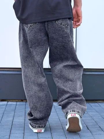 Men Autumn Oversized Straight Leg Denim Jeans Acid Wash Loose Fit Plus Size Retro Streetwear Casual Cotton Denim Pants