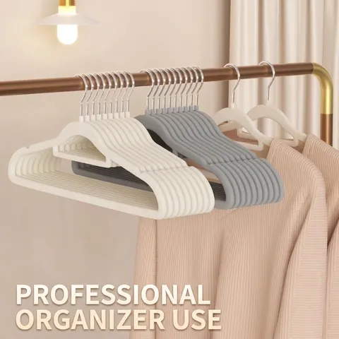 Seamless Flocked Hangers Non-Slip No Shoulder Bump Space Saving Ultra Thin Clothes Hangers For Wardrobe Home Organization