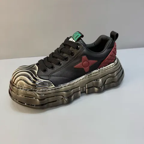 Baskets à Plateforme pour Hommes en Cuir de Vachette Chaussures Décontractées Plates Respirantes Style Streetwear