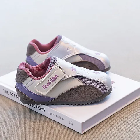 Girls German Army Trainers Casual Board Shoes Metallic PU Patchwork Star Print Hook And Loop Soft Sole Autumn Kids Sneakers