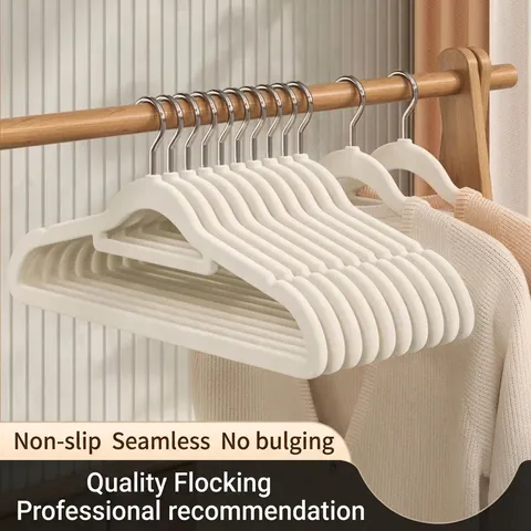 Seamless Flocked Hangers Non-Slip No Shoulder Bump Space Saving Ultra Thin Clothes Hangers For Wardrobe Home Organization