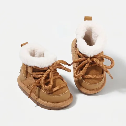 Kids Snow Boots Toddler Winter Warm Fleece Lined Suede Ankle Boots With Side Zipper Anti-Slip Rubber Sole Boys Girls