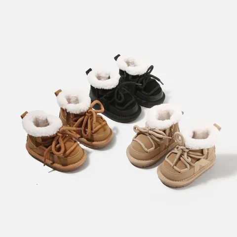 Kids Snow Boots Toddler Winter Warm Fleece Lined Suede Ankle Boots With Side Zipper Anti-Slip Rubber Sole Boys Girls