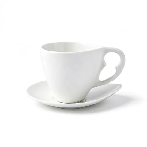 Modern White Porcelain Water Drop Coffee Cup And Saucer Set Heat Resistant Ceramic Latte Mug For Hotel Cafe Home Tableware