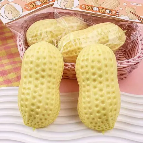 Realistic Peanut Squishy Toy Slow Rebound PU Stress Relief Squeeze Decompression Sensory Toy For Adults Office Daily Use