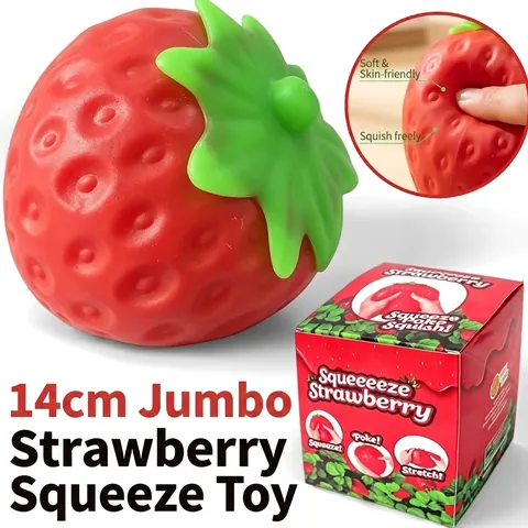 Simulation Strawberry Cheese Slow Rebound Squishy Toy Soft Fruit Food Model Stress Relief Squeeze Toy Desktop Decoration