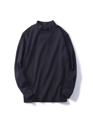 Men Casual Mock Neck Long Sleeve T-Shirt Cotton Base Layer Warm Autumn Winter Undershirt Top Solid Color Clothing