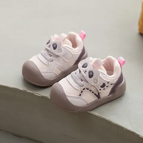 Cute Panda Cartoon Baby First Walker Shoes PVC Breathable Non-slip Toddler Sport Sneakers Sweet Academy Style Infants Footwear