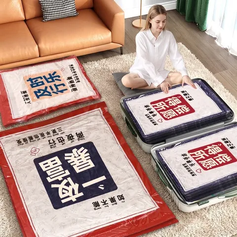 Vacuum Compression Storage Bags For Quilts Clothes Thickened Reusable Space Saving Seal Bags Oriental Pattern Home Organization
