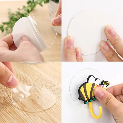 Transparent Silikon Saugnapf Haken Hilfsaufkleber Spurenlose Doppelseitige Klebepatch Für Wandfliese Oberfläche Home Aufbewahrung