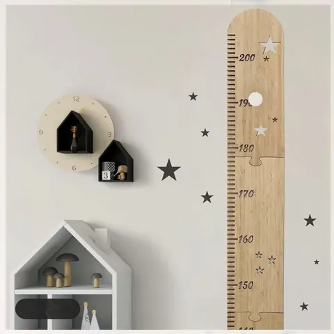Hölzerne Kinder Größenmesslatte Wachstumsdiagramm Stern Dinosaurier Design Kinderzimmer Wandbehang Dekoration