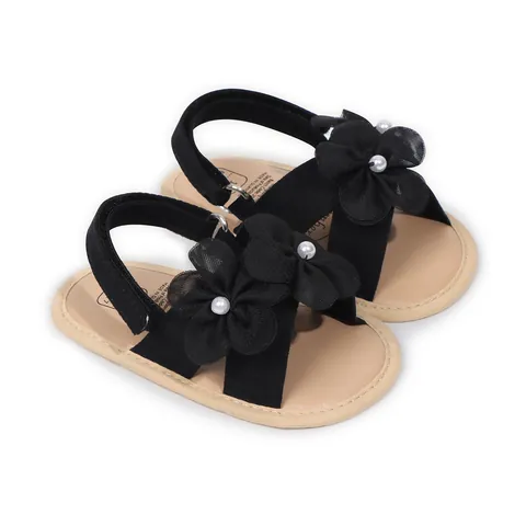 Baby Mädchen Prinzessin Sandalen Sommer Weiche Sohle Lauflernschuhe 3D Stoff Blume Künstliche Perle Vintage Französisch Kleinkind Schuhe