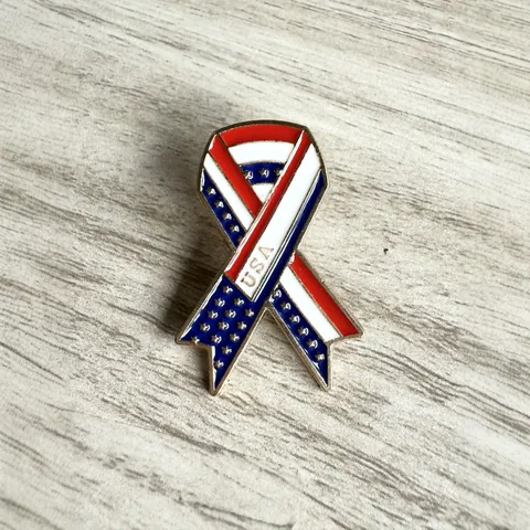 USA Flag Enamel Brooch Pins Red White Blue Stars Stripes Badge American Map Cross Lighthouse Ribbon Lapel Pin Patriotic Jewelry