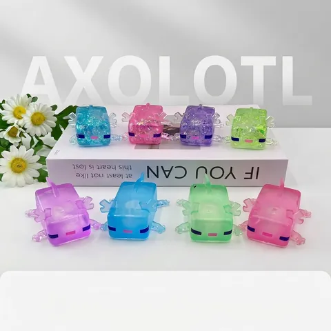 Axolotl Squishy Spielzeug Cartoon Pixelstil Mochi Squeeze Spielzeug Malzzucker Füllung Langsame Rückfederung Stressabbau Spielzeug