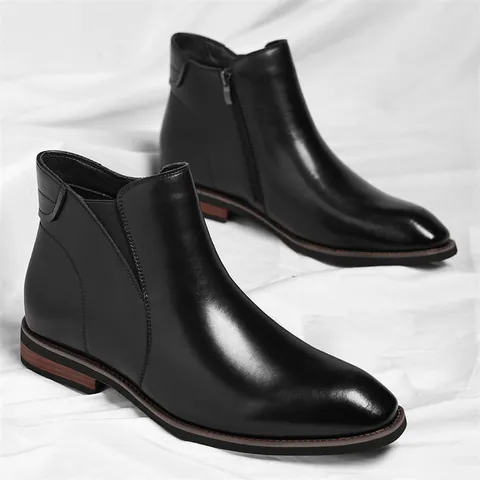 Stivaletti Chelsea da Uomo Stile Americano Cerniera Laterale in Cuoio Rigenerato Martin Boots Moda Casual Stivaletti per Uomo