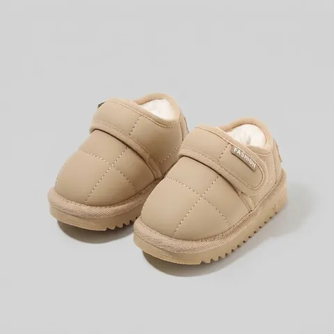 Toddler Kids Winter Snow Boots Warm Plush Lined Microfiber Leather Shoes Non-slip Rubber Sole Hook Loop Fashion Booties