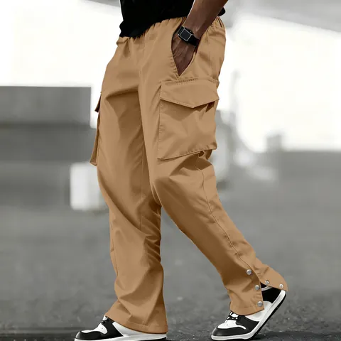 Men Retro Hip Hop Cargo Pants Multi Pocket Straight Leg Cotton Blend Woven Trousers Casual Outdoor Streetwear Bottoms