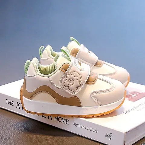 Cartoon Animal Toddler Shoes For Girls Breathable Anti-Slip Soft Sole Kids Sneakers Hook And Loop Spring Autumn Versatile Walking Shoes