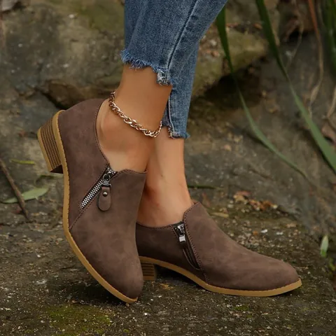 Vintage Dames Chelsea Boots Zijrits PU Leer Enkellaarsjes Blokhak Effen Kleur Mode Dagelijks Casual Laarzen Voor Dames