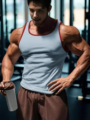 Herren Schwergewicht Geripptes Fitness Tank Top Farbblock Hochelastisch Slim Fit American Street Workout Sport Weste Top