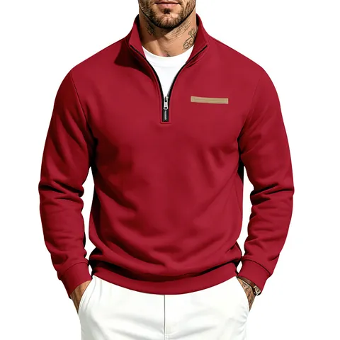 Heren Heavyweight Fleece Quarter Zip Sweatshirt Opstaande Kraag Lange Mouw Pullover Sportief Casual Outdoor Mode Top