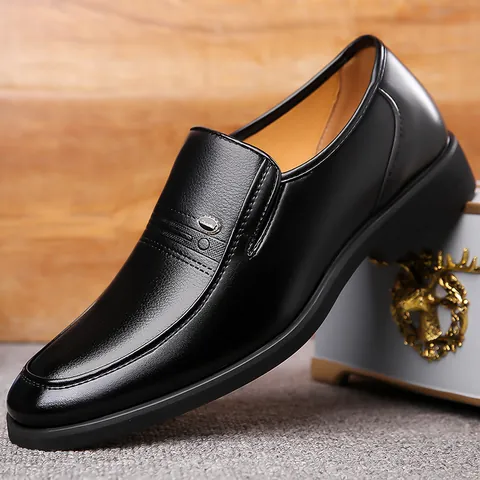 Men Business Formal Leather Shoes Microfiber Slip On Loafers Large Size Office Wear Resistant Non Slip Gentleman Dress Shoes