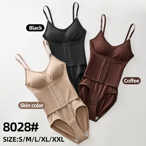 Women's High Waist Shaping Bodysuit Adjustable Straps Seamless Tummy Control Waist Trainer Shapewear Hook-and-eye Bodysuit
