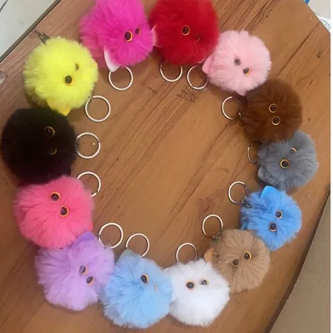 Cute Plush Cat Head Keychain Soft Cartoon Cat Face Bag Charm Fluffy Furry Animal Key Ring Ornament For Women Girls Gift