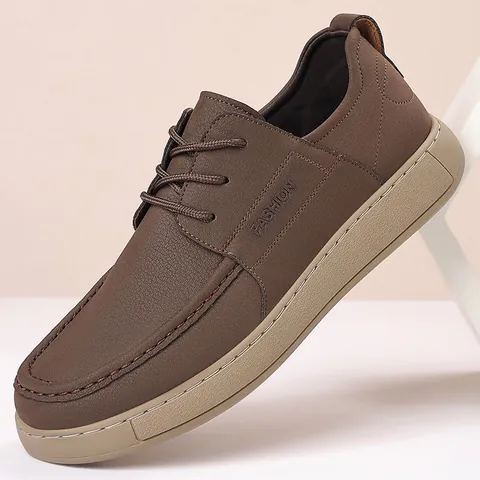 Men Business Casual Leather Shoes Thick Sole British Style Microfiber Work Shoes Breathable Non-Slip Board Shoes For Men Daily Office Wear