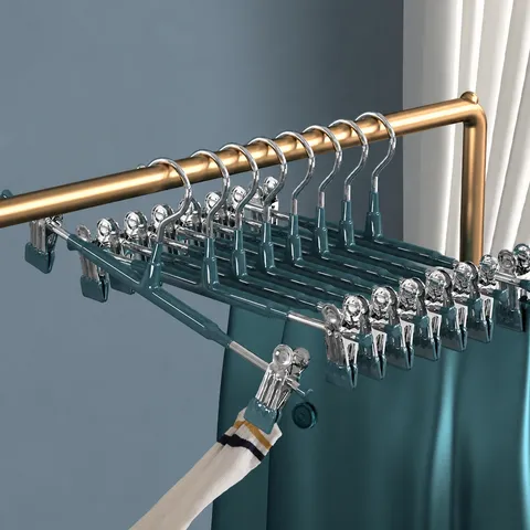 Colgador de Pantalones de Acero Inoxidable Sumergido Sin Costuras Pinza de Ropa Fuerte Para Armario