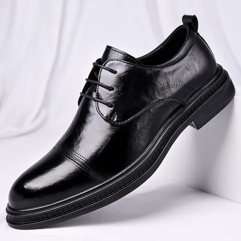 Zapatos de Cuero Formales de Negocios Estilo Británico para Hombre Cuero de Vaca Brogue Zapatos Oxford para Boda Oficina Novio Negro Marrón Suela de Goma