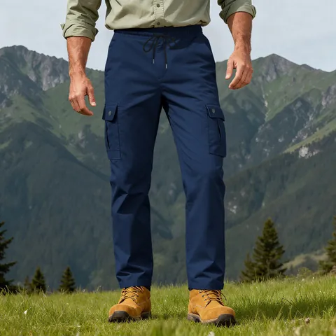 Pantalón Cargo Táctico Vintage para Hombre Aire Libre Casual Multi-Bolsillos Corte Recto Poliéster Estilo Amekaji