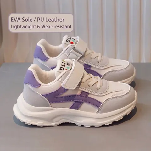 Girls Fashion Sneakers 2025 Spring Autumn Kids Casual Running Shoes Student Soft Sole Warm Plush Lined Sports Shoes
