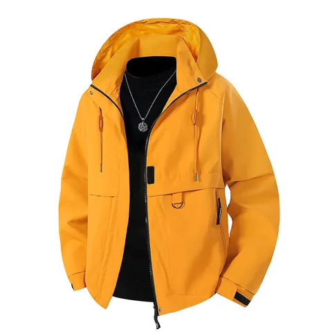 Unisex Cargo Jacket Men Women Windproof Waterproof Hooded Windbreaker Thin Multi-pocket Streetwear Outdoor Jacket Top