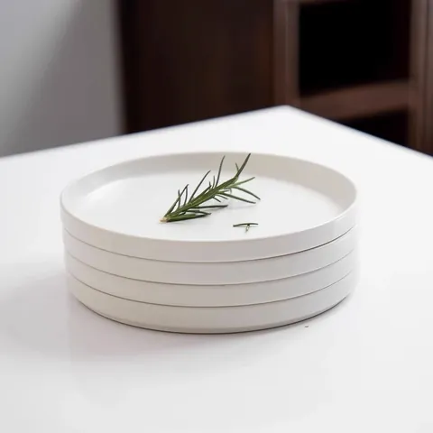 Nordic Style Ceramic Dinner Plate Round Matte Glazed Steak Plate Dessert Cake Dish High Aesthetic Home Kitchen Tableware