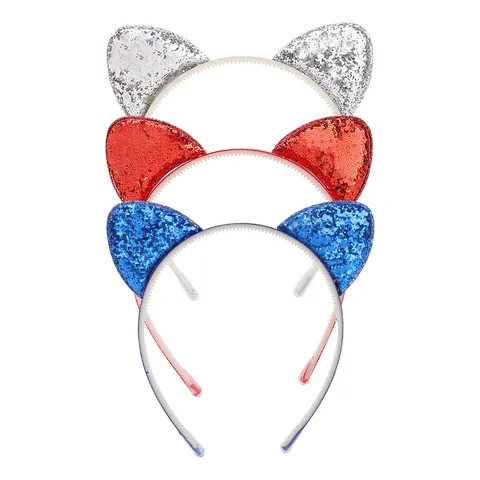 Cartoon Cat Ear Headband Sequin Glitter Hair Band For Party Festival Costume Accessory For Women Girls Handmade Hair Hoop