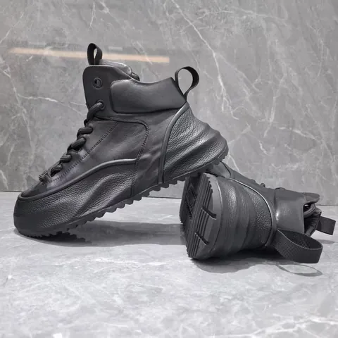 Bottines Martin en Cuir Véritable pour Hommes Hiver Luxe Léger Chaussures Old Dad avec Talon Caché Semelle Antidérapante Semelle Épaisse Baskets Décontractées