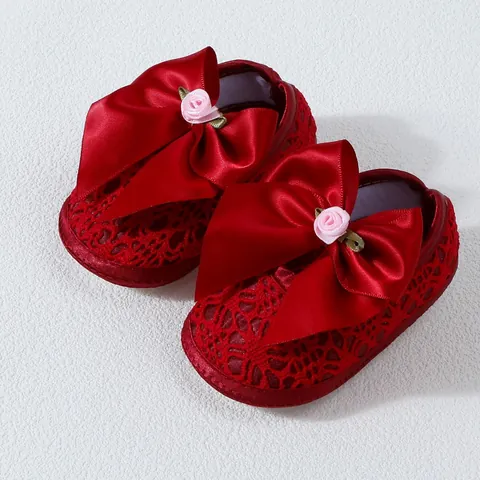 Baby Girls Princess Lace Mesh Shoes With Headband Bow Rose Decoration Soft Sole Pre-walker For Infant 0-1 Year Old Birthday Party