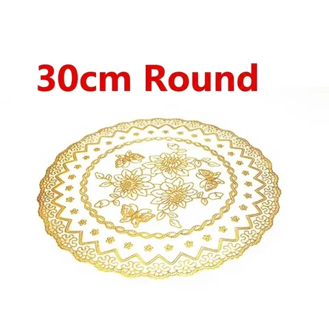 European Hollow Out PVC Placemats Floral Gold Silver Bronzing Heat Resistant Dining Table Mats Coasters For Home Kitchen Decoration