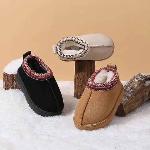 Kleinkind Kinder Schneestiefel Warm Plüschfutter Weiche Sohle Rutschfeste Baumwollschuhe Ethno Stickerei Jungen Mädchen