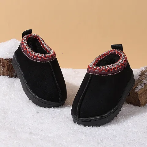 Kleinkind Kinder Schneestiefel Warm Plüschfutter Weiche Sohle Rutschfeste Baumwollschuhe Ethno Stickerei Jungen Mädchen