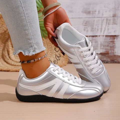 Women Casual White Sneakers Retro German Trainer Gump Style Breathable PU Leather Lightweight Non-Slip Flat Board Shoes For Autumn Daily Walking