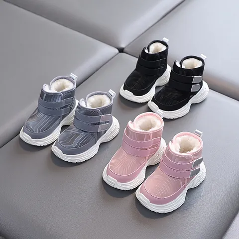 Toddler Snow Boots Waterproof Superfiber Lamb Fleece Lining Non-Slip Soft Sole Winter Warm Shoes For Boys Girls