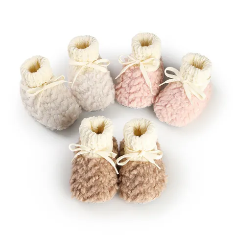 Baby Girls Winter Warm Fleece Thickened Prewalker Shoes Anti-slip Soft Sole Sock Shoes First Walkers For Infant 0-1 Year Old
