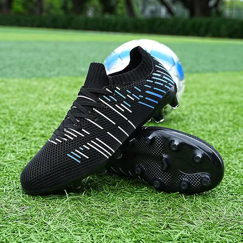 Professional Men Youth Outdoor Soccer Cleats Long Studs High Top Football Boots Wear-Resistant Non-Slip Training Sport Shoes