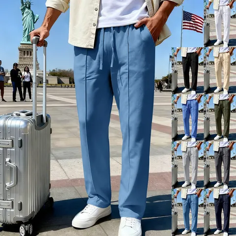 Pantaloni Sportivi da Uomo Casual in Poliestere a Gamba Dritta Larghi Oversize con Coulisse in Vita Tinta Unita per Sport Quotidiano