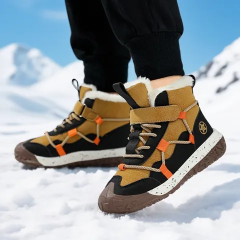 Jungen Outdoor Schneestiefel Dickes Kunstpelz Gefüttert Warme Winterschuhe Wasserdicht Rutschfeste Kinder Sport Sneaker