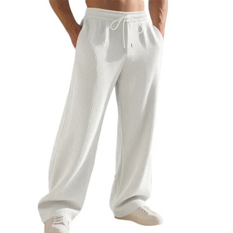 Pantaloni Sportivi da Uomo in Jacquard a Coste Pesanti Hip Hop Americano Larghi Gamba Dritta Casual con Coulisse in Poliestere