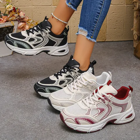 Casual Chunky Sneakers Unisex Breathable Mesh Thick Sole Sport Shoes Fashion Retro Trainers For Daily Outdoor Walking